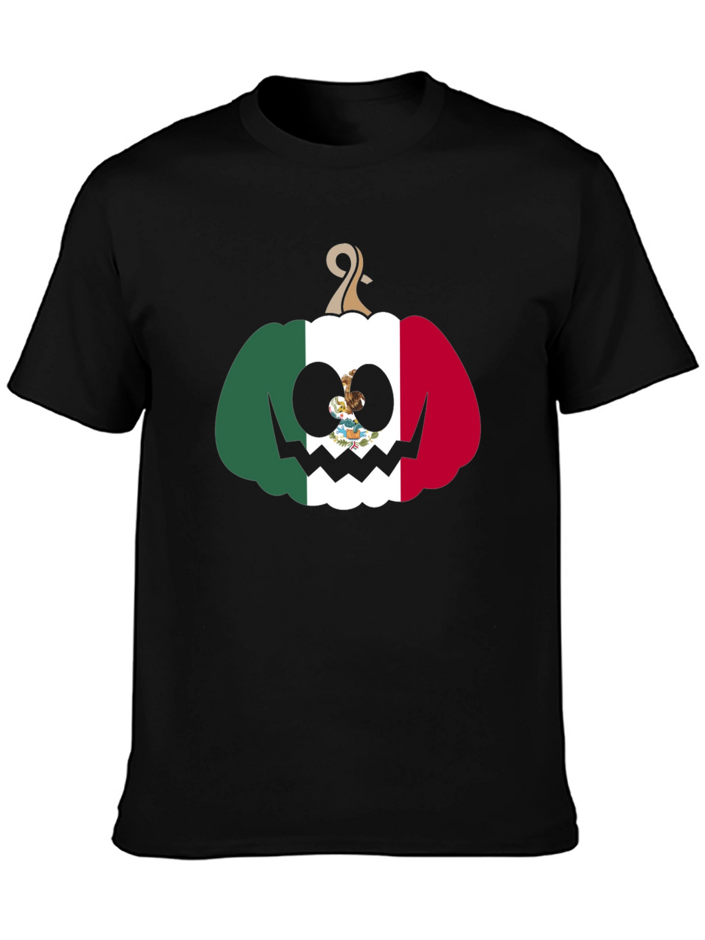 Mexican Flag Pumpkin Halloween Black T-Shirt