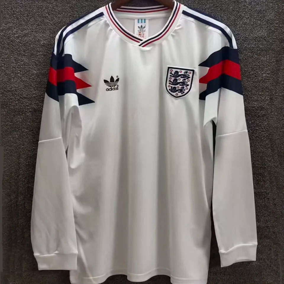 1998 England Away Red Retro Soccer Jersey Detail 2