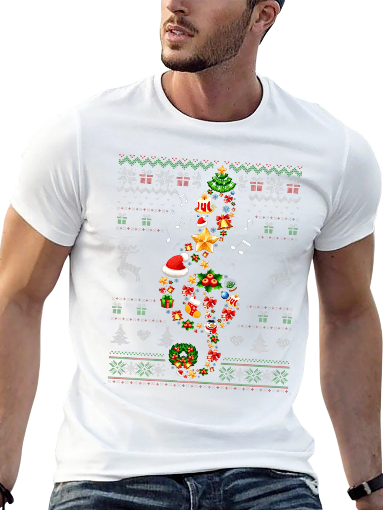 Christmas Music Treble Clef T-Shirt