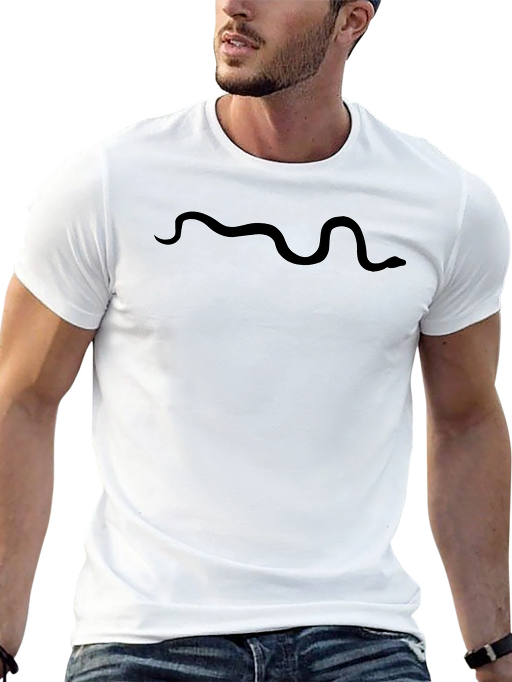 Wavy Line Graphic Black T-Shirt