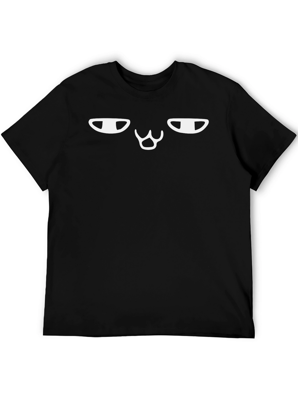 Cranky Cat Face Graphic T-Shirt - Black