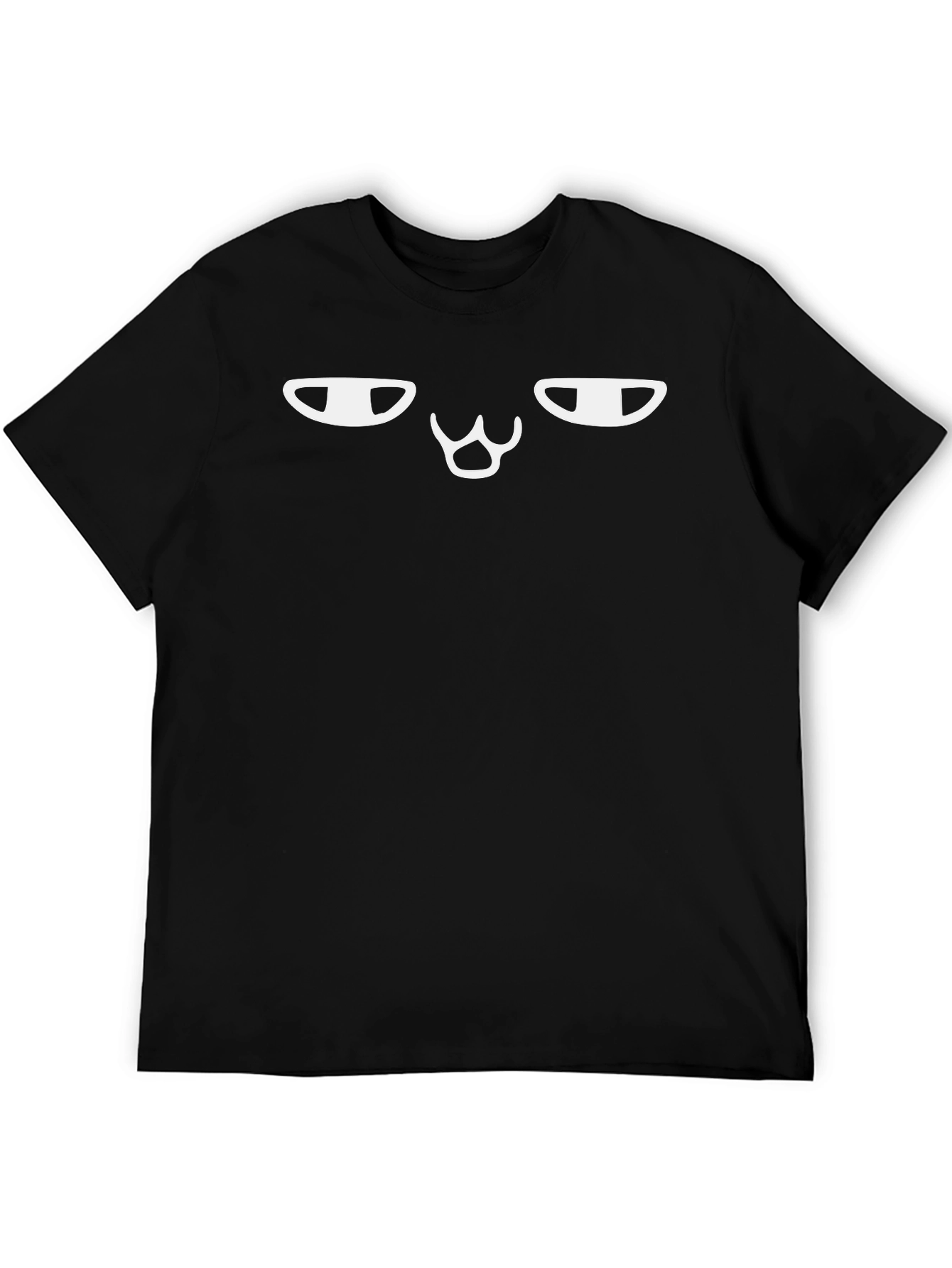 Cranky Cat Face Graphic T-Shirt - Black