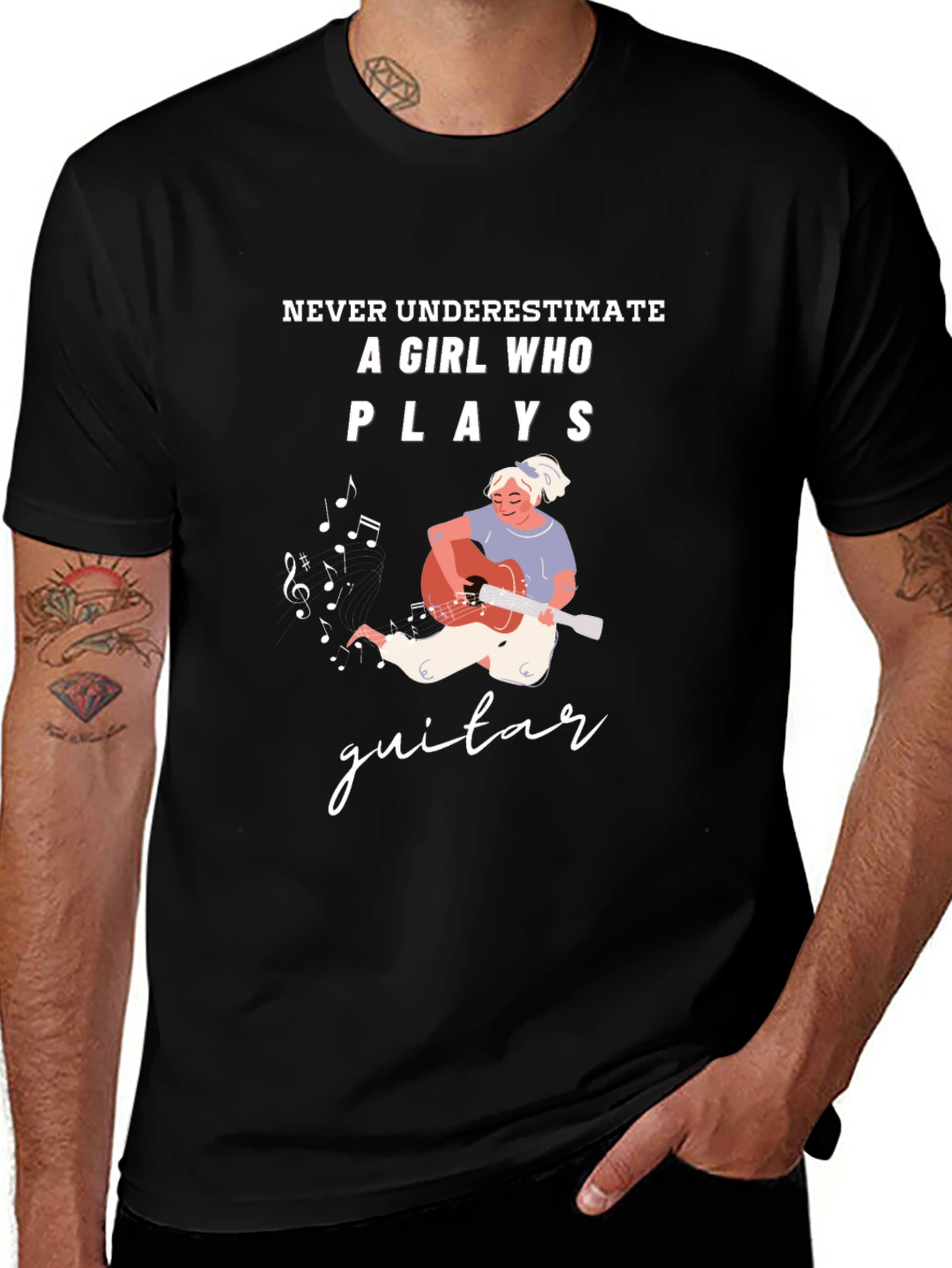 Girl Guitar Player Graphic Tee - Never Underestimate