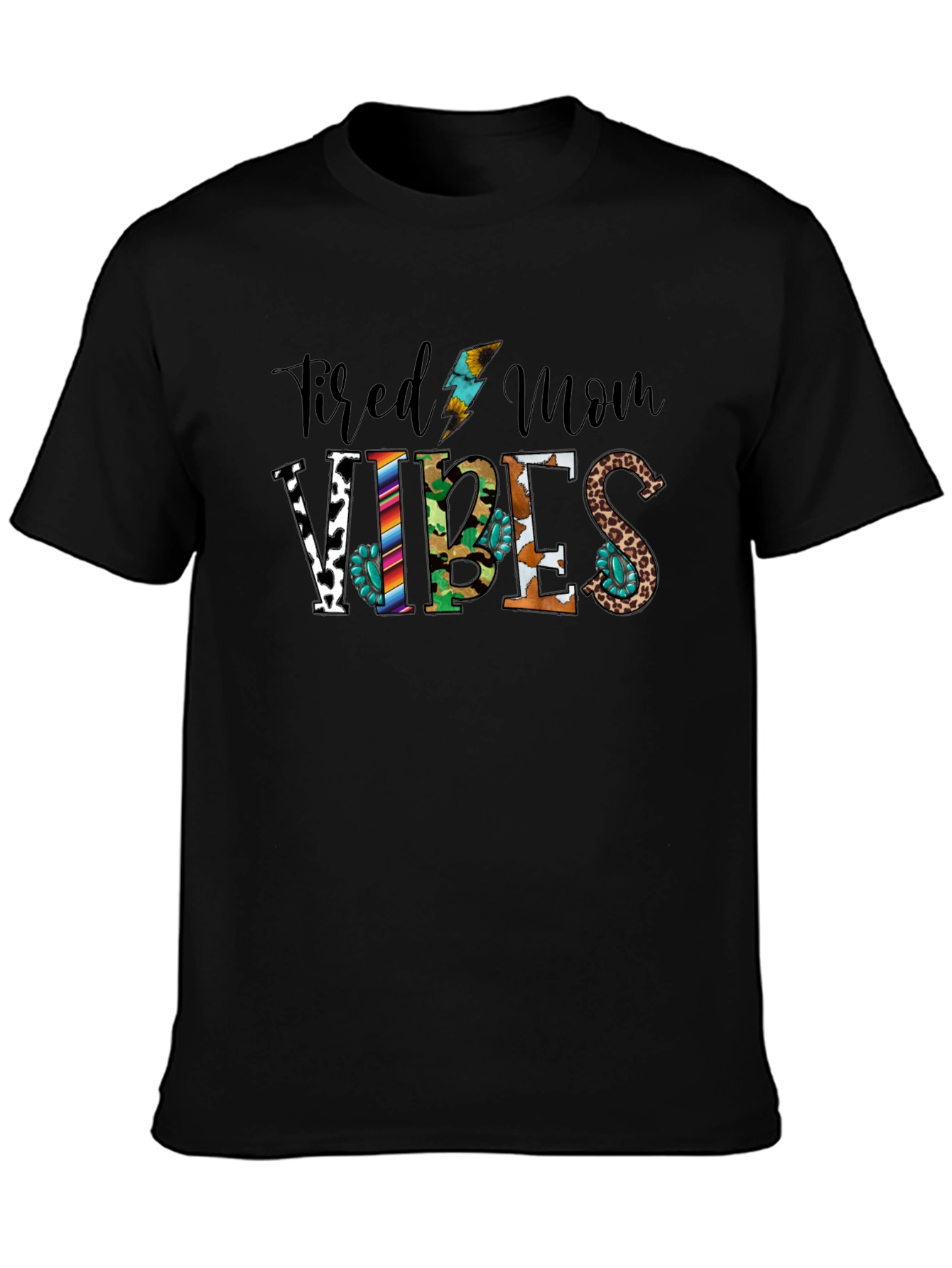 Tired Mom Vibes Graphic Tee - Black Unisex T-Shirt