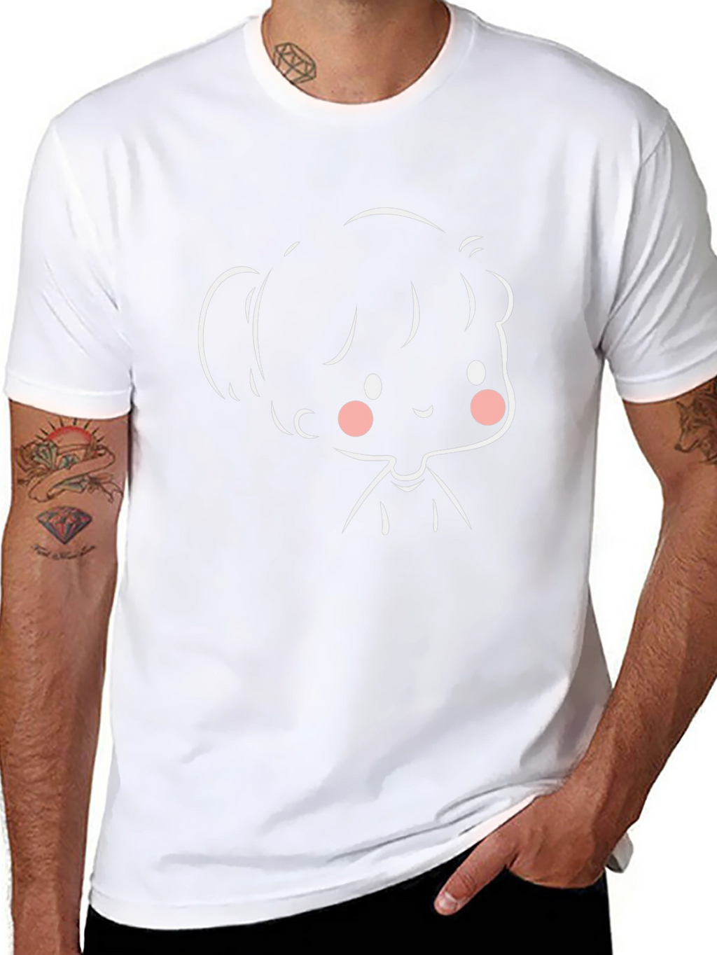 Cute Cartoon Girl Black T-Shirt