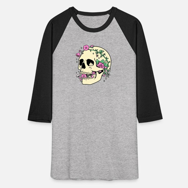 Cartoon Skull Surrounded By Colorful FlowerS.