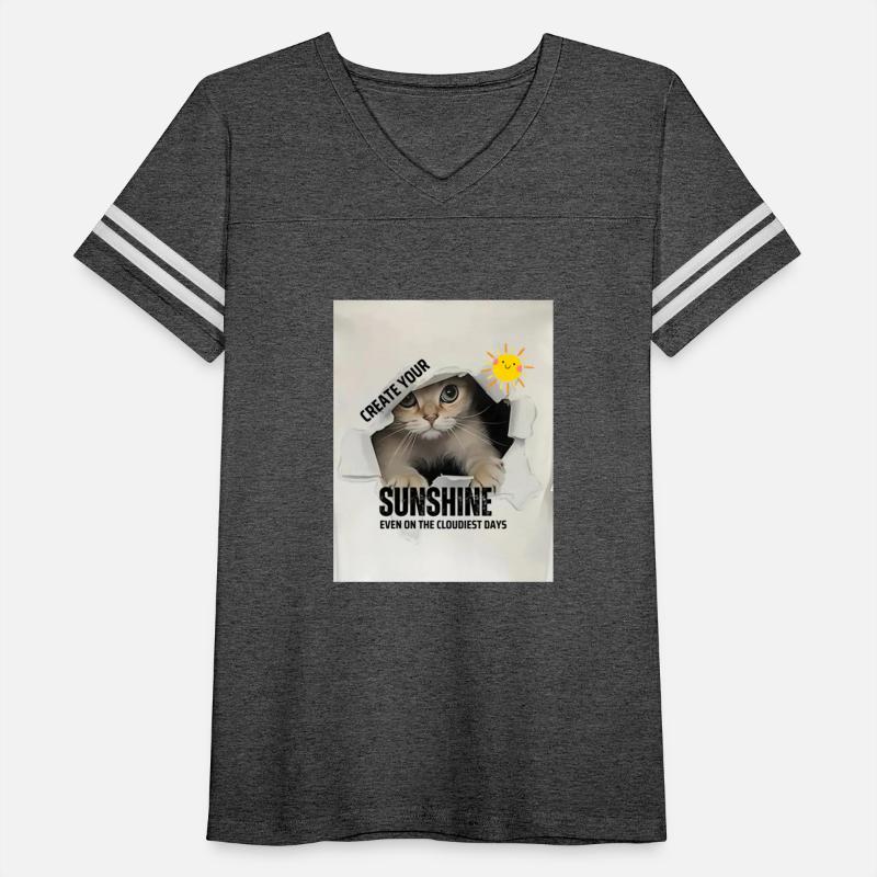 Cat Print Crew Neck T-shirt, Short Sleeve Casual