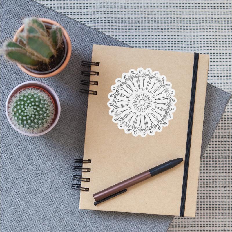 Circular pattern in form of mandala with flower