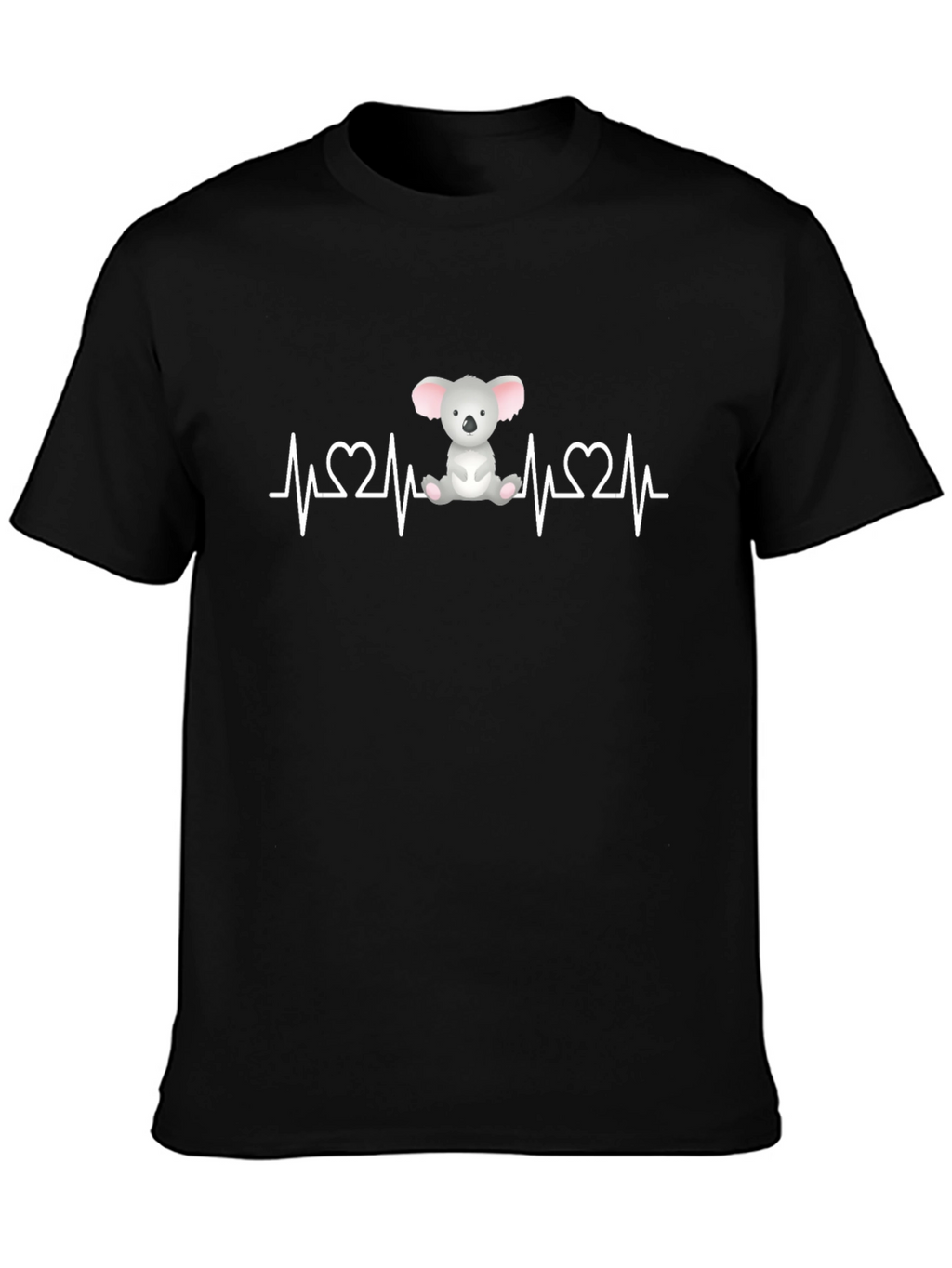 Koala Heartbeat T-Shirt - Black Cute Animal Design