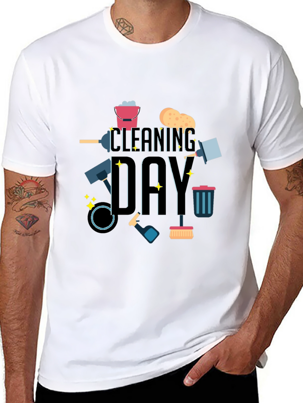 Cleaning Day Graphic Tee - Black Casual T-Shirt