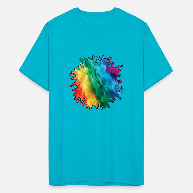 Colorful Rainbow Paint Splatter With Smoke And Fog