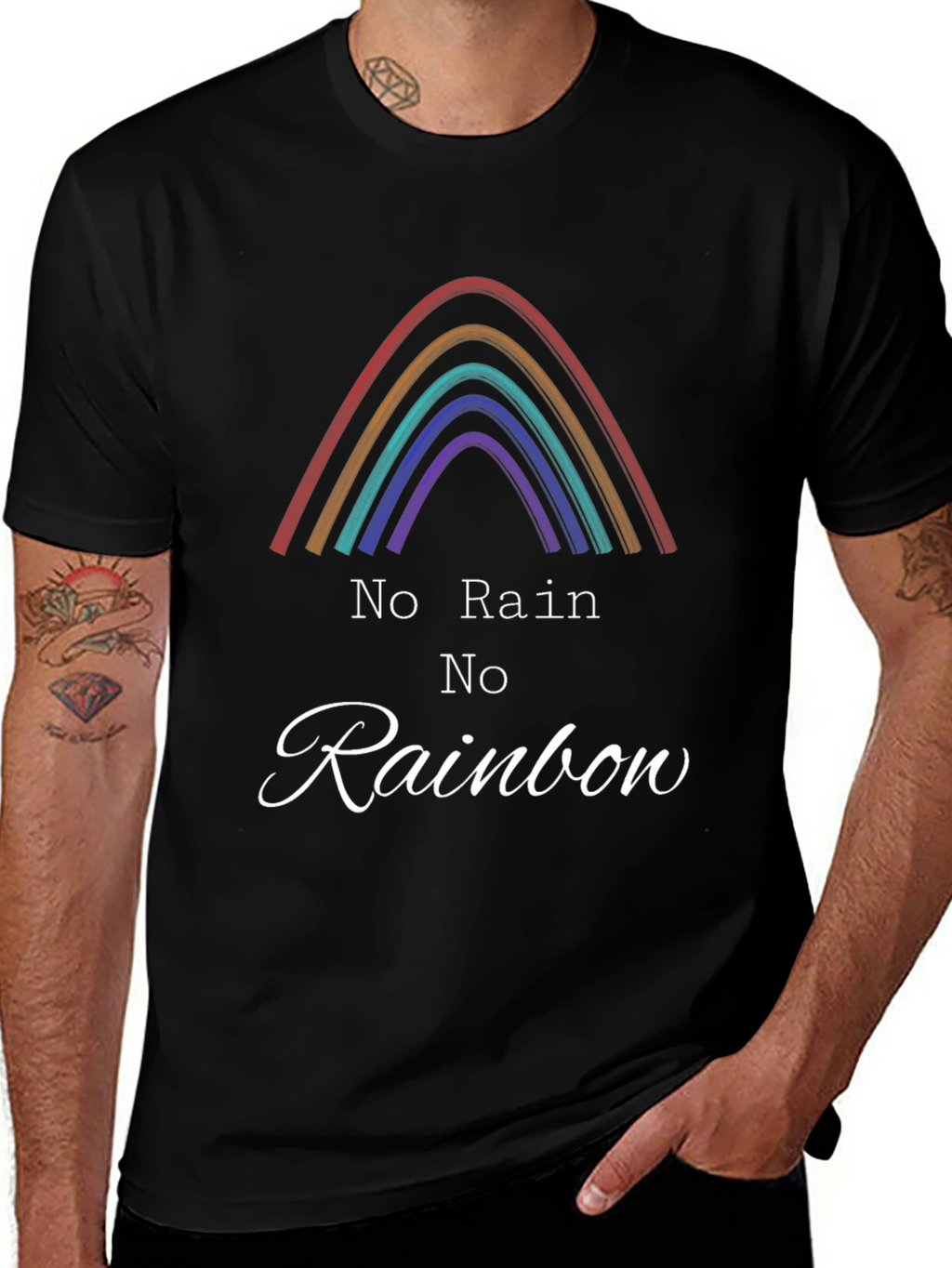 No Rain No Rainbow Black Graphic Tee