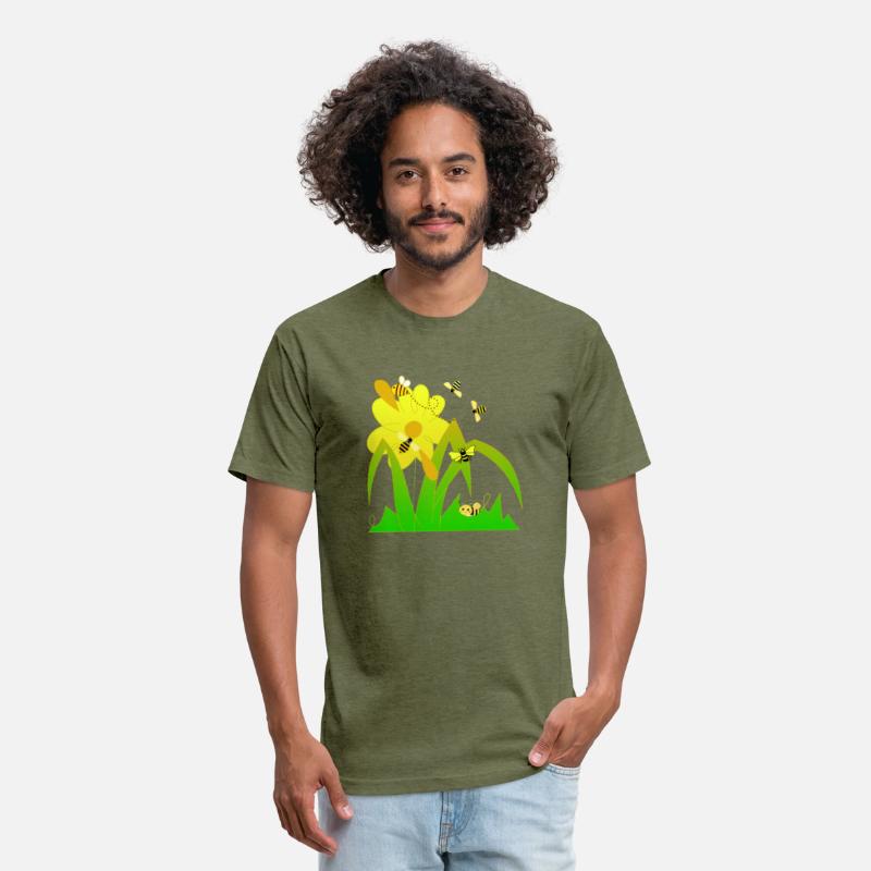 Cute bees and yellow flower.Yellow green beauty.