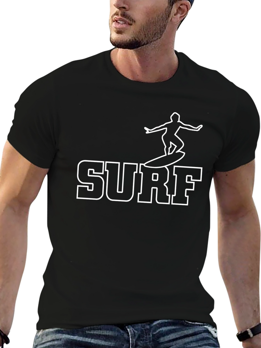 Surf Graphic T-Shirt - Black Cotton Tee