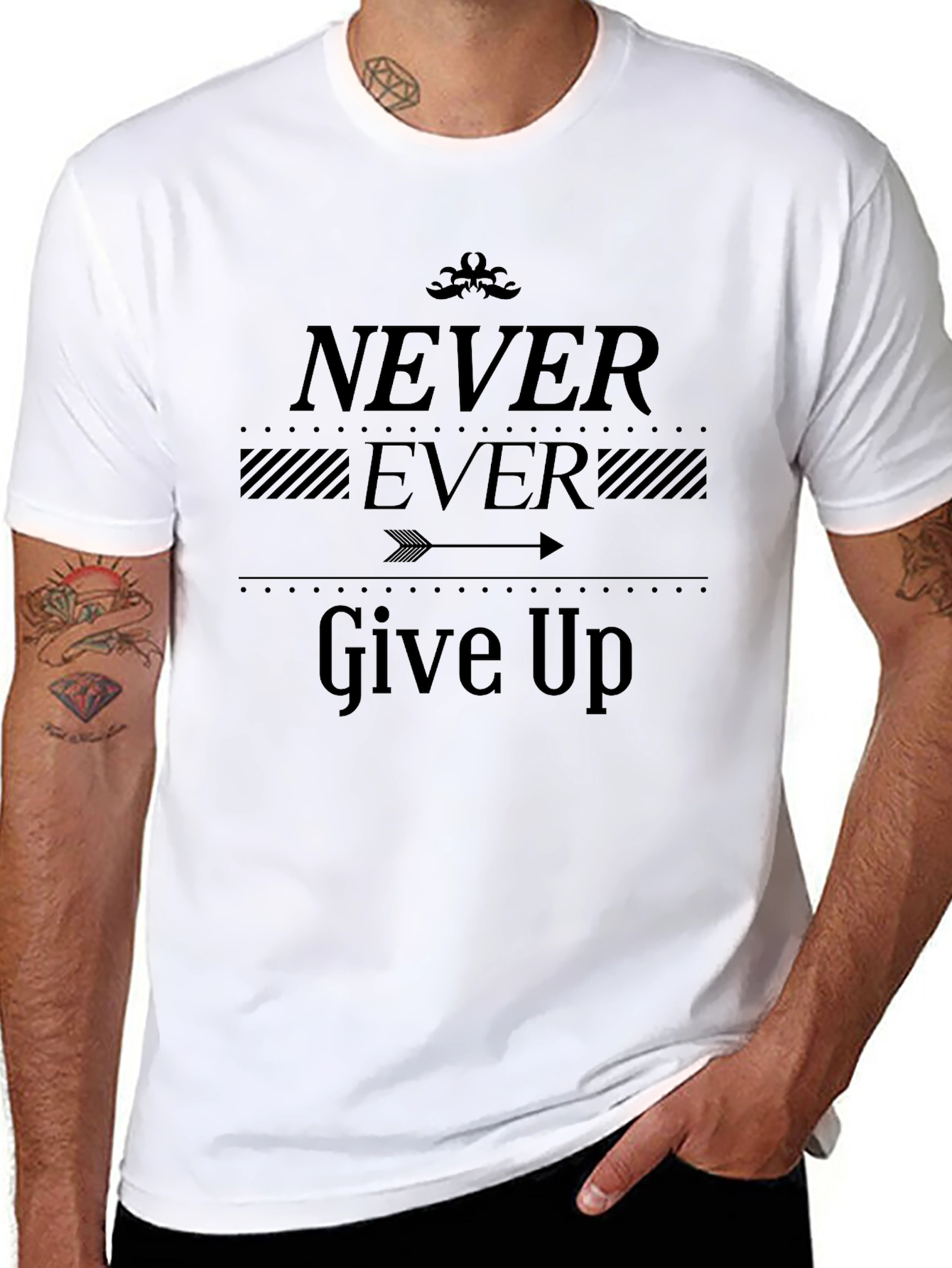Never Ever Give Up T-Shirt - Motivational Graphic Tee