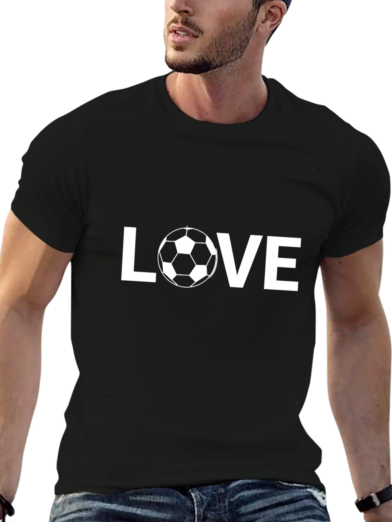 Love Soccer Graphic T-Shirt - Black Casual Tee