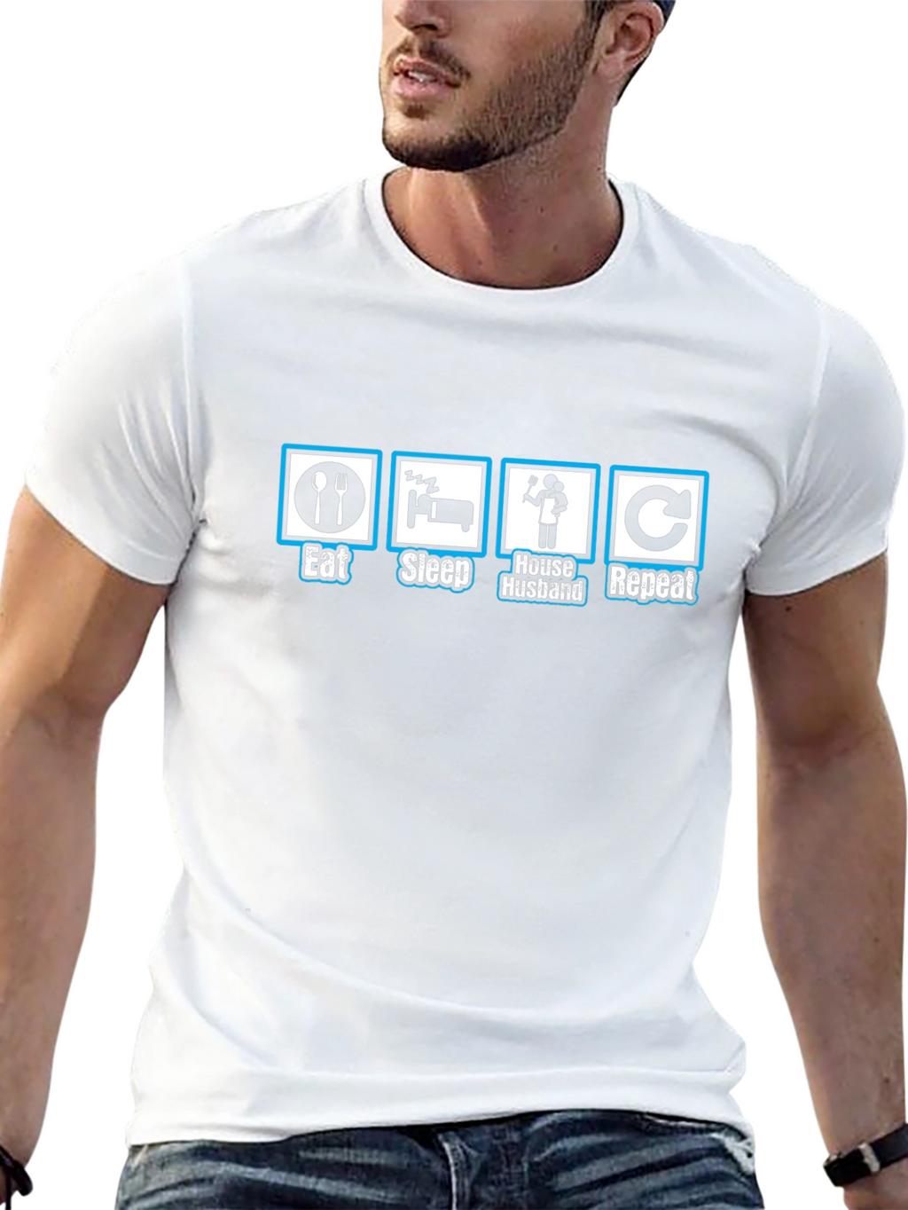 Eat Sleep House Husband Repeat Graphic T-Shirt