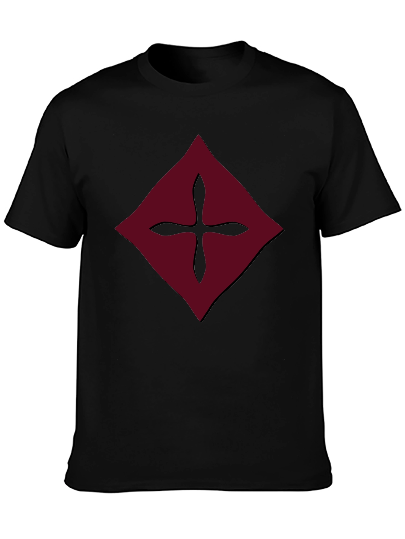 Burgundy Diamond Cross Graphic Tee - Mens Black Shirt
