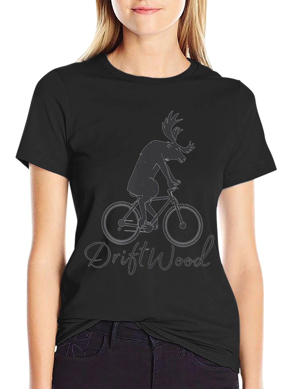 Moose on Bike Graphic Tee - Driftwood Design
