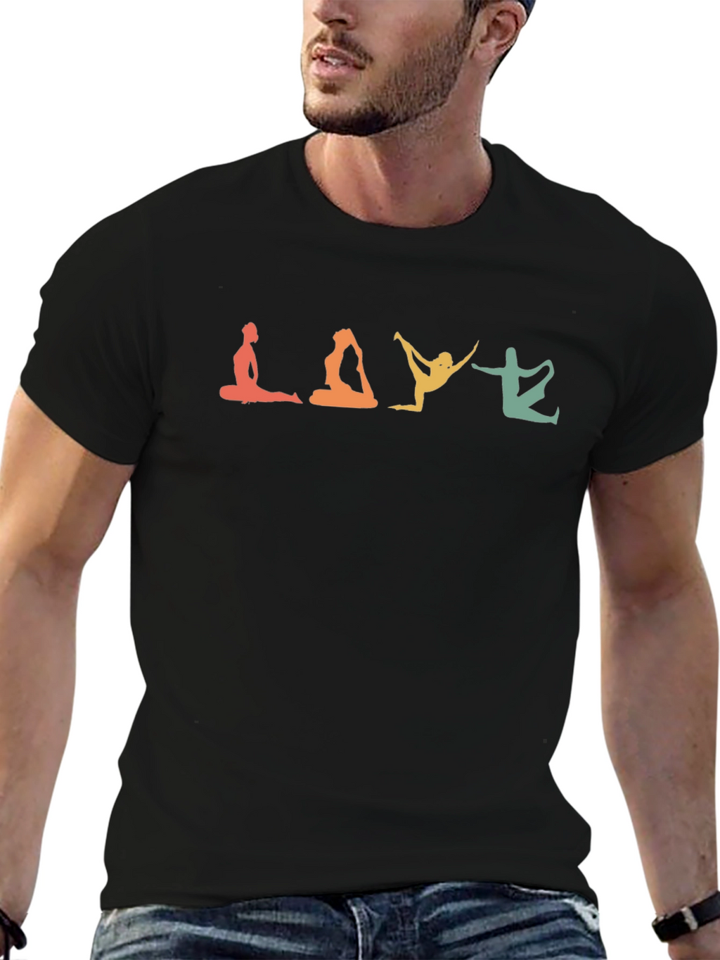 Yoga Poses Tee -  Relaxed Fit Black T-Shirt