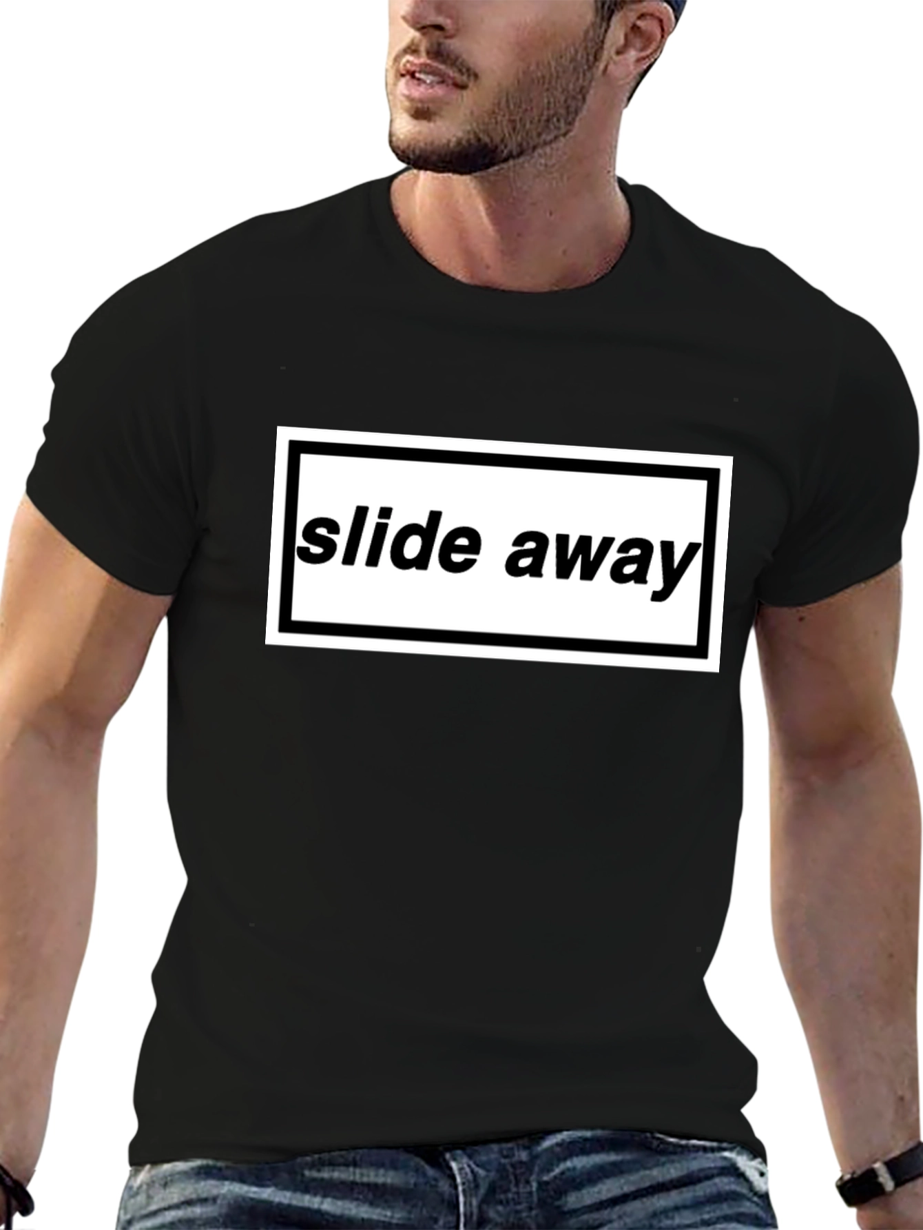 Slide Away Graphic Tee - Black Cotton T-Shirt