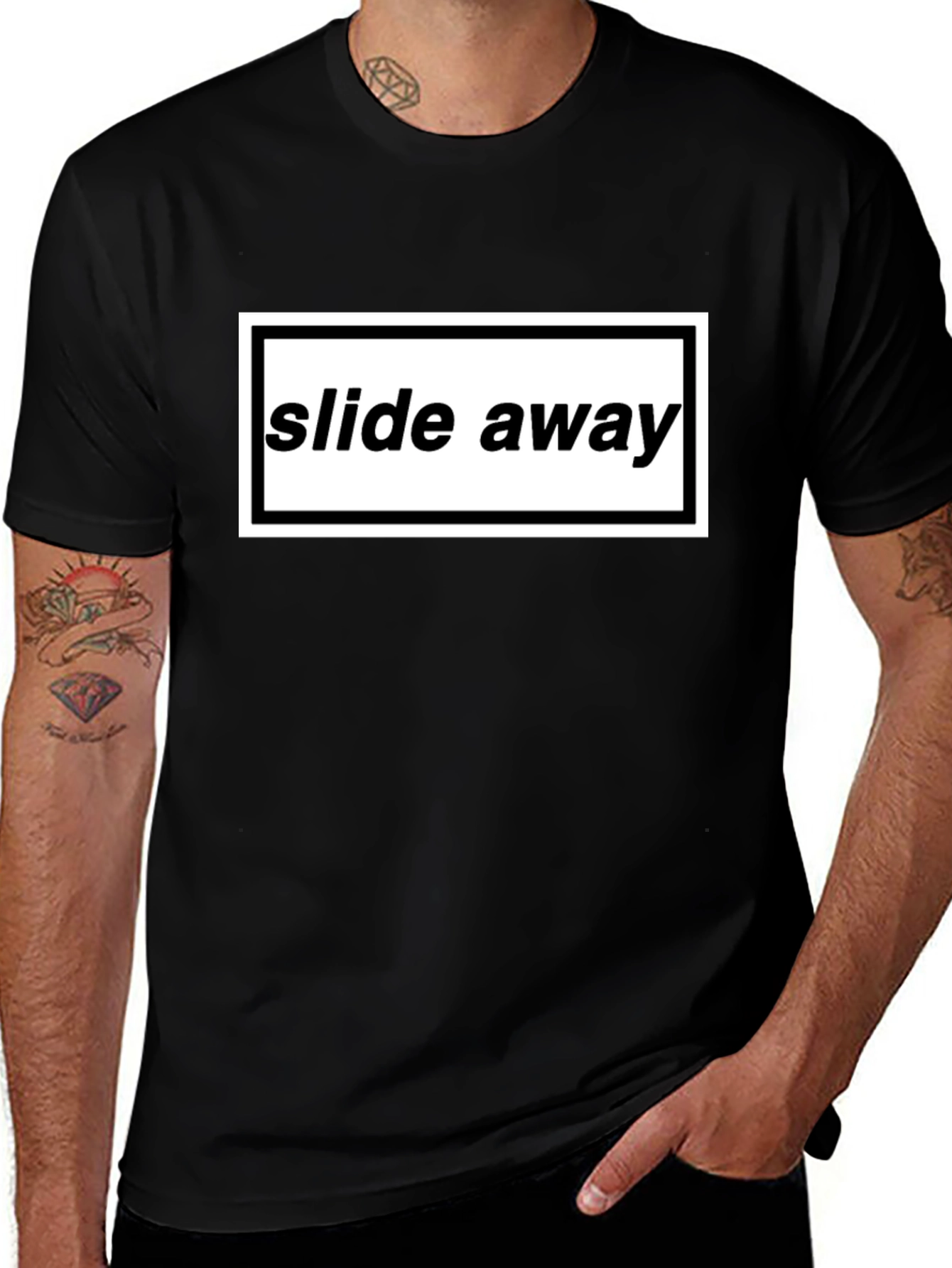 Slide Away Graphic Tee - Black Cotton T-Shirt