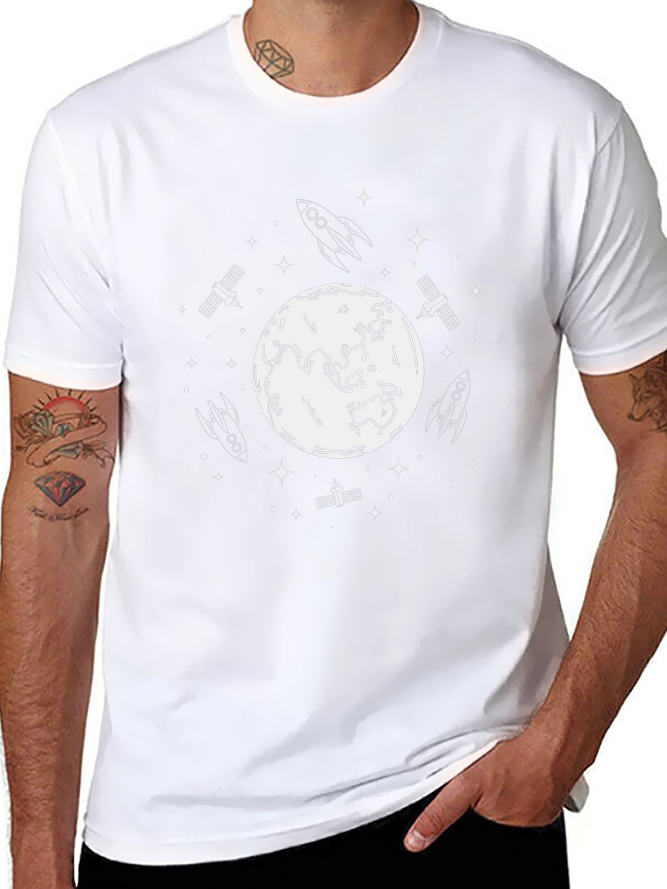 Space Theme Black T-Shirt
