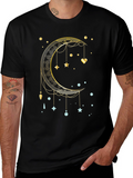 Celestial Crescent Moon Graphic T-Shirt