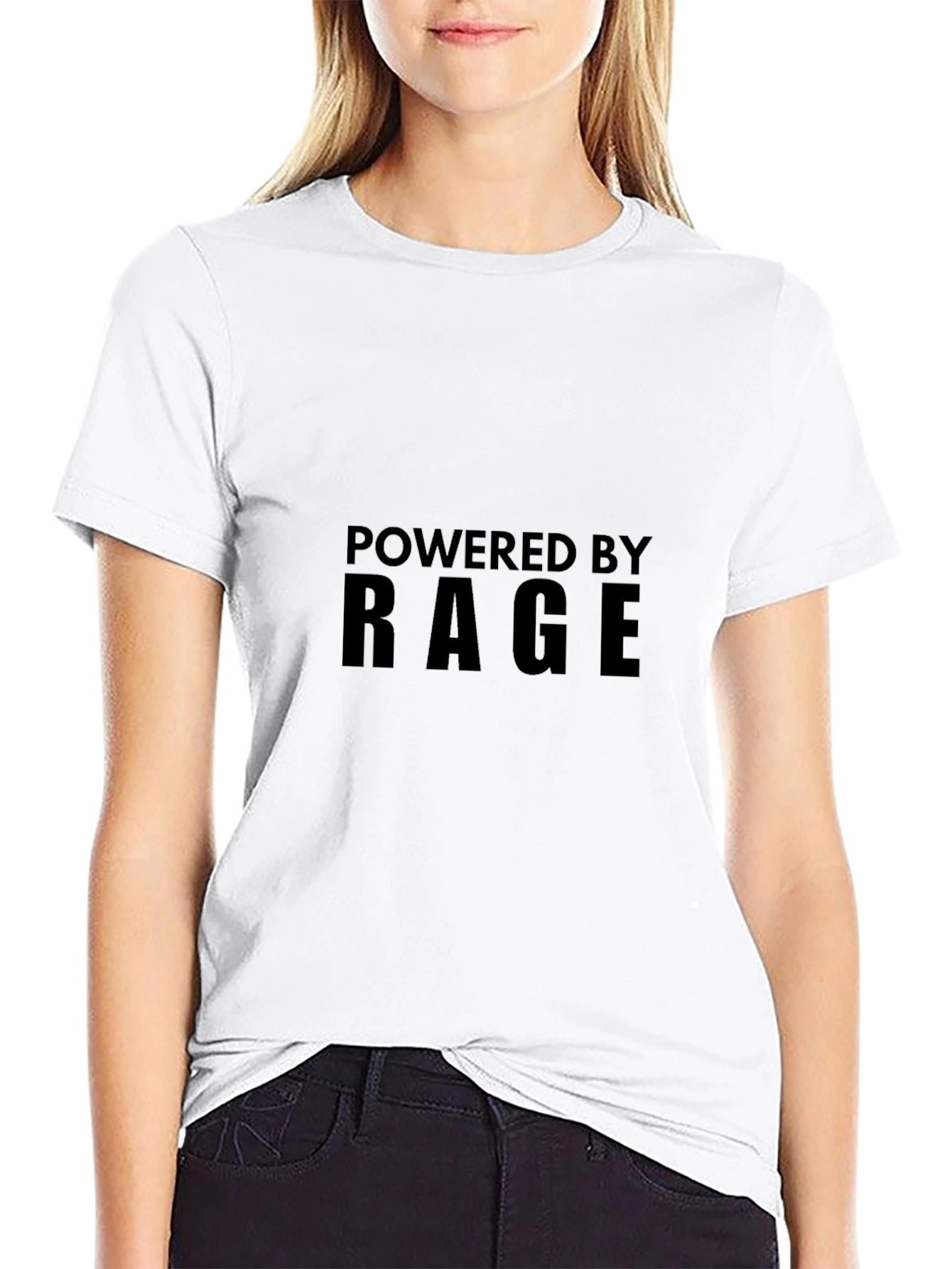 Powered by Rage T-Shirt - Black Crew Neck Tee