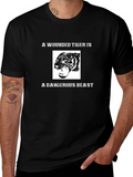 Wounded Tiger Graphic T-Shirt - Mens Black Tee
