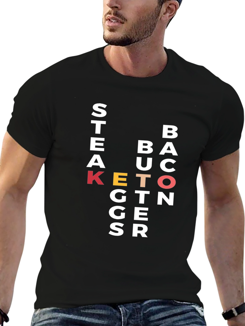 Keto Diet Black Graphic Tee Shirt for Men
