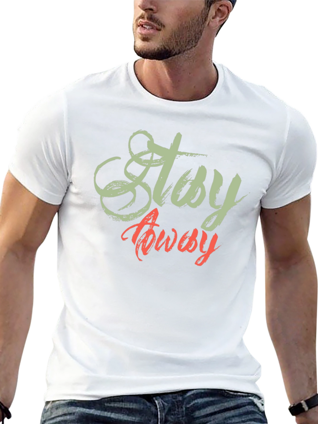 Stay Away Graphic Print Black T-Shirt