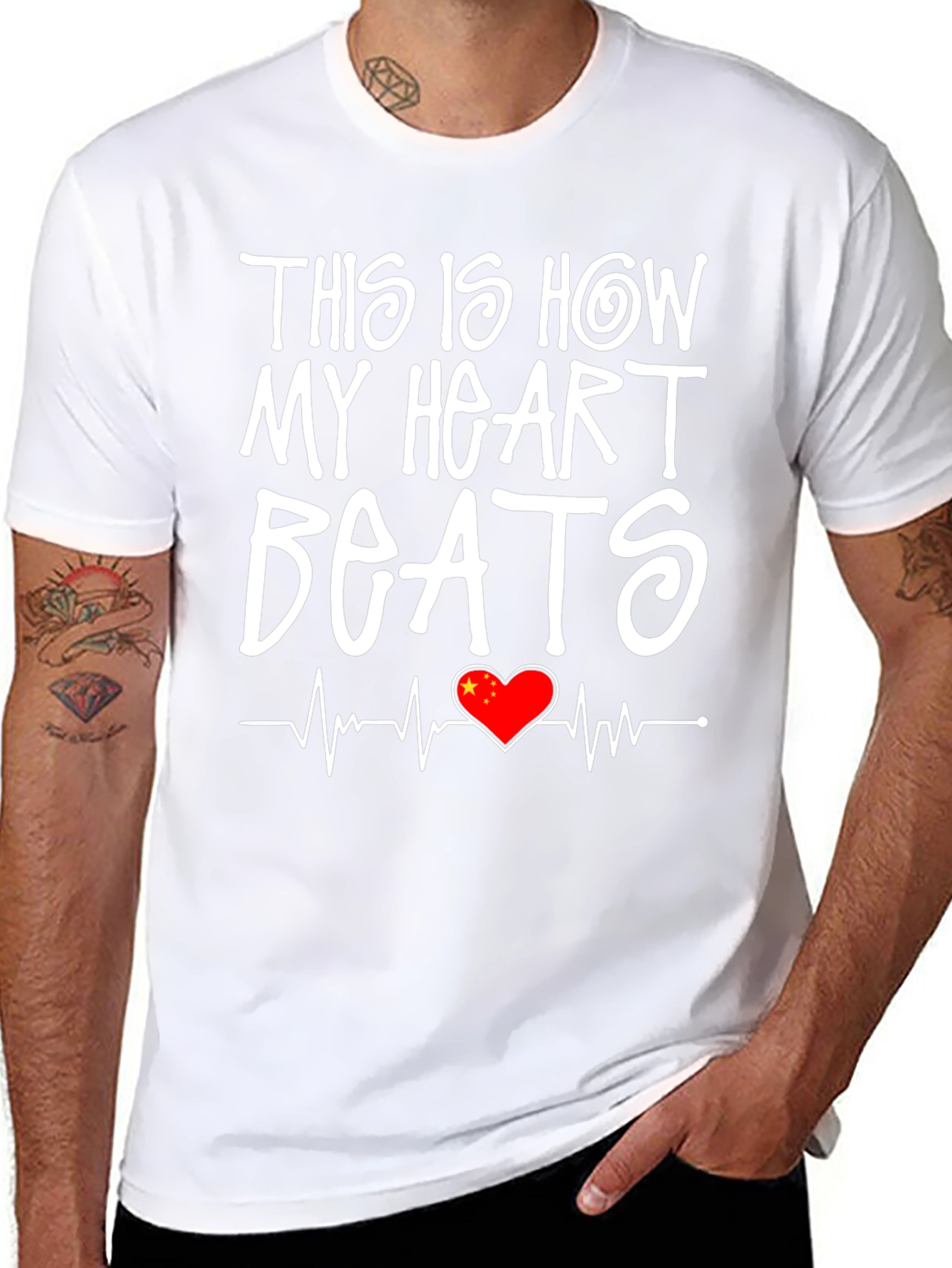 Heart Beats China Flag Graphic Tee