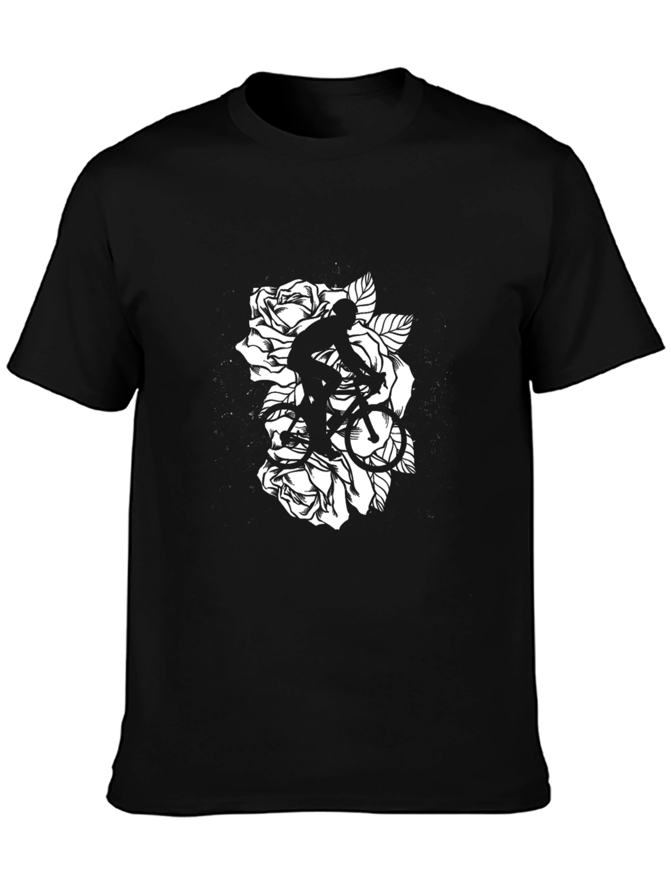 Black Bicycle Roses Graphic T-Shirt