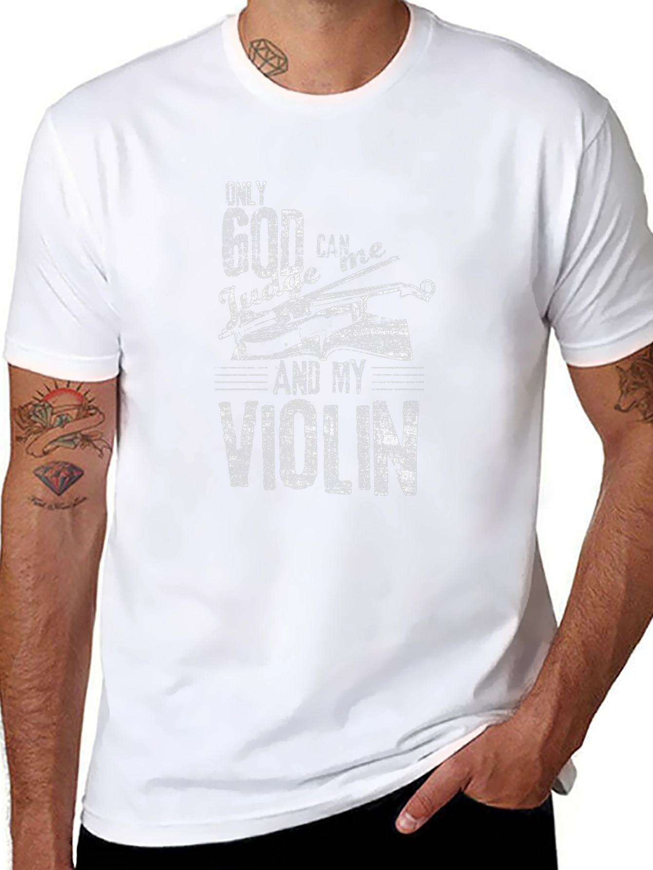 Only God Can Judge T-Shirt - Violin Graphic Tee