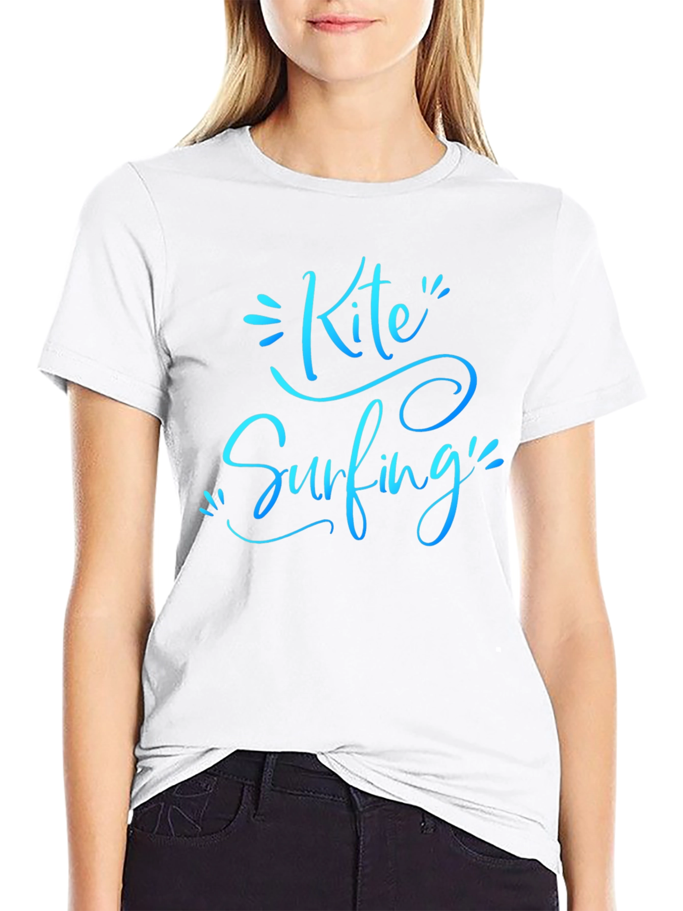 Kite Surfing Black Graphic Tee Shirt for Men