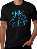 Kite Surfing Black Graphic Tee Shirt for Men