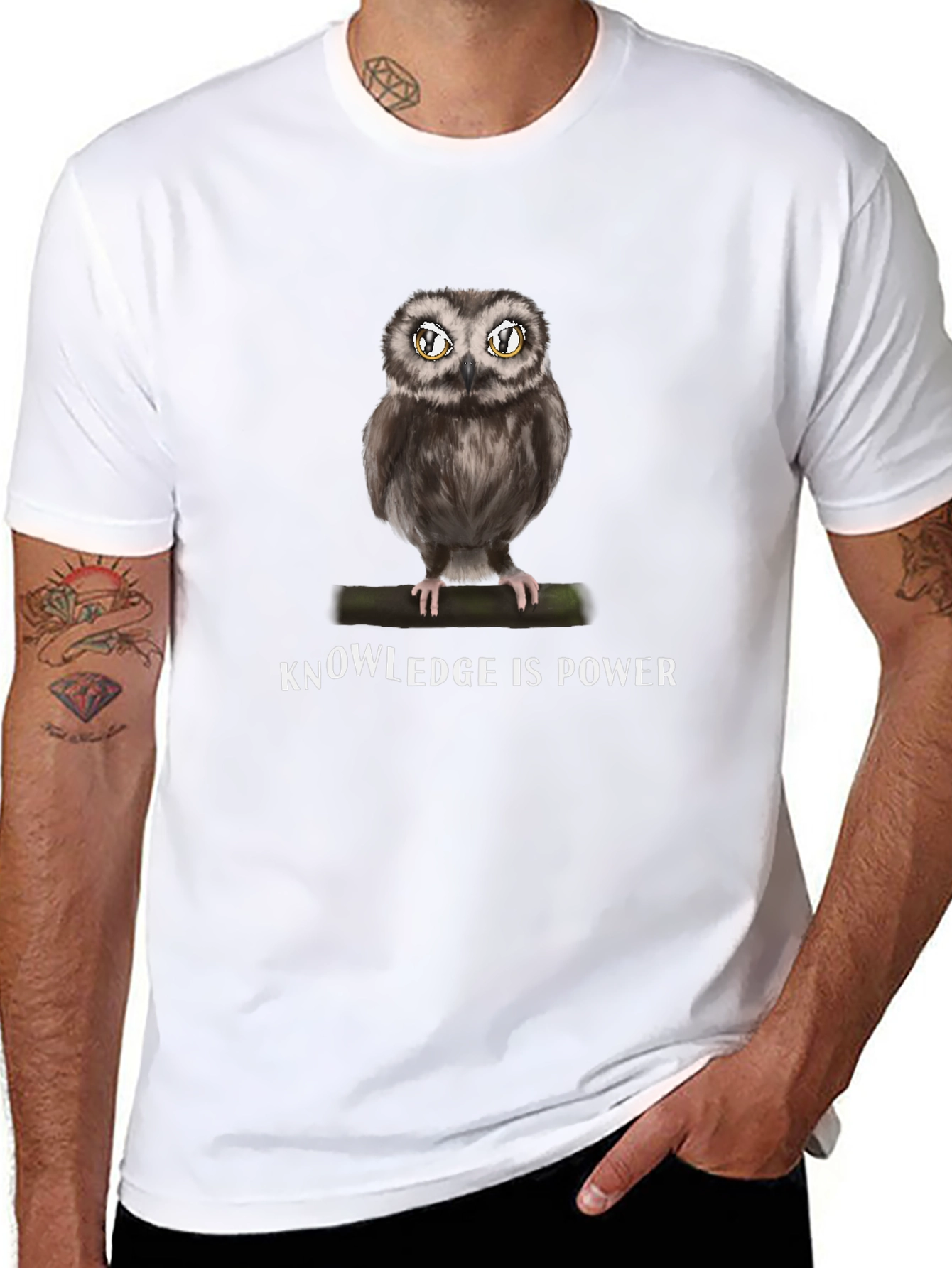 Knowledge is Power Owl Graphic T-Shirt
