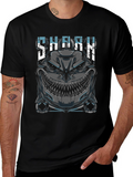 Mens Shark Graphic Print Black T-Shirt