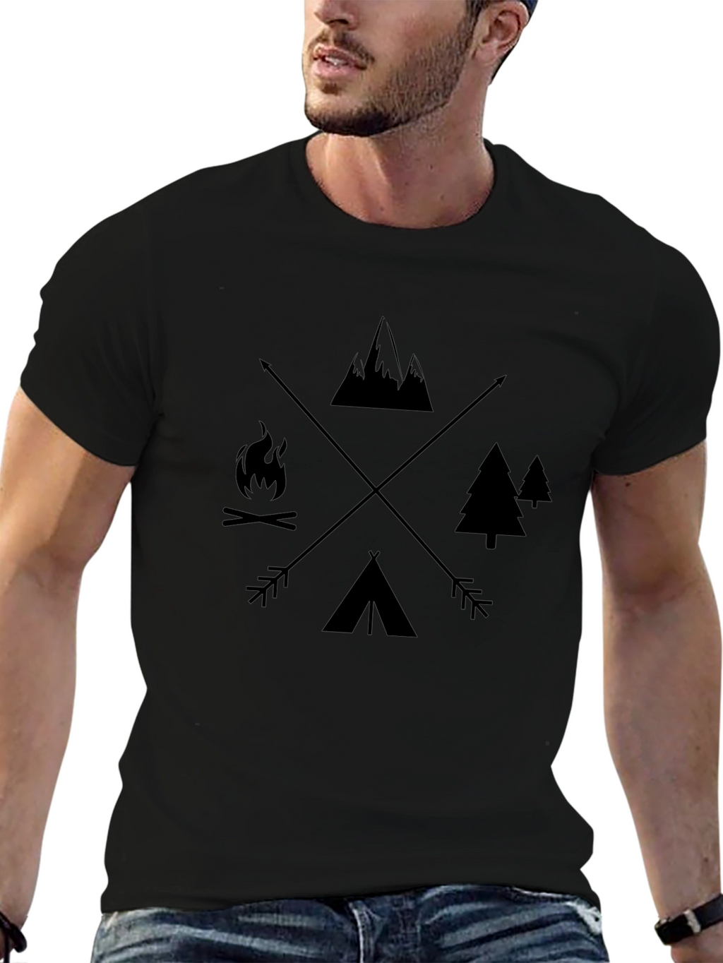 Outdoor Adventure Graphic Tee - Camping Design