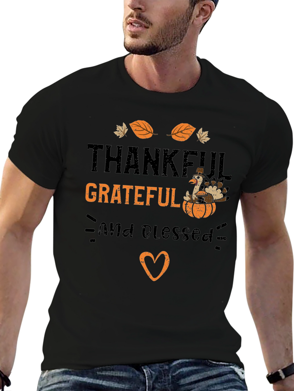 Thankful Grateful & Blessed Turkey T-Shirt