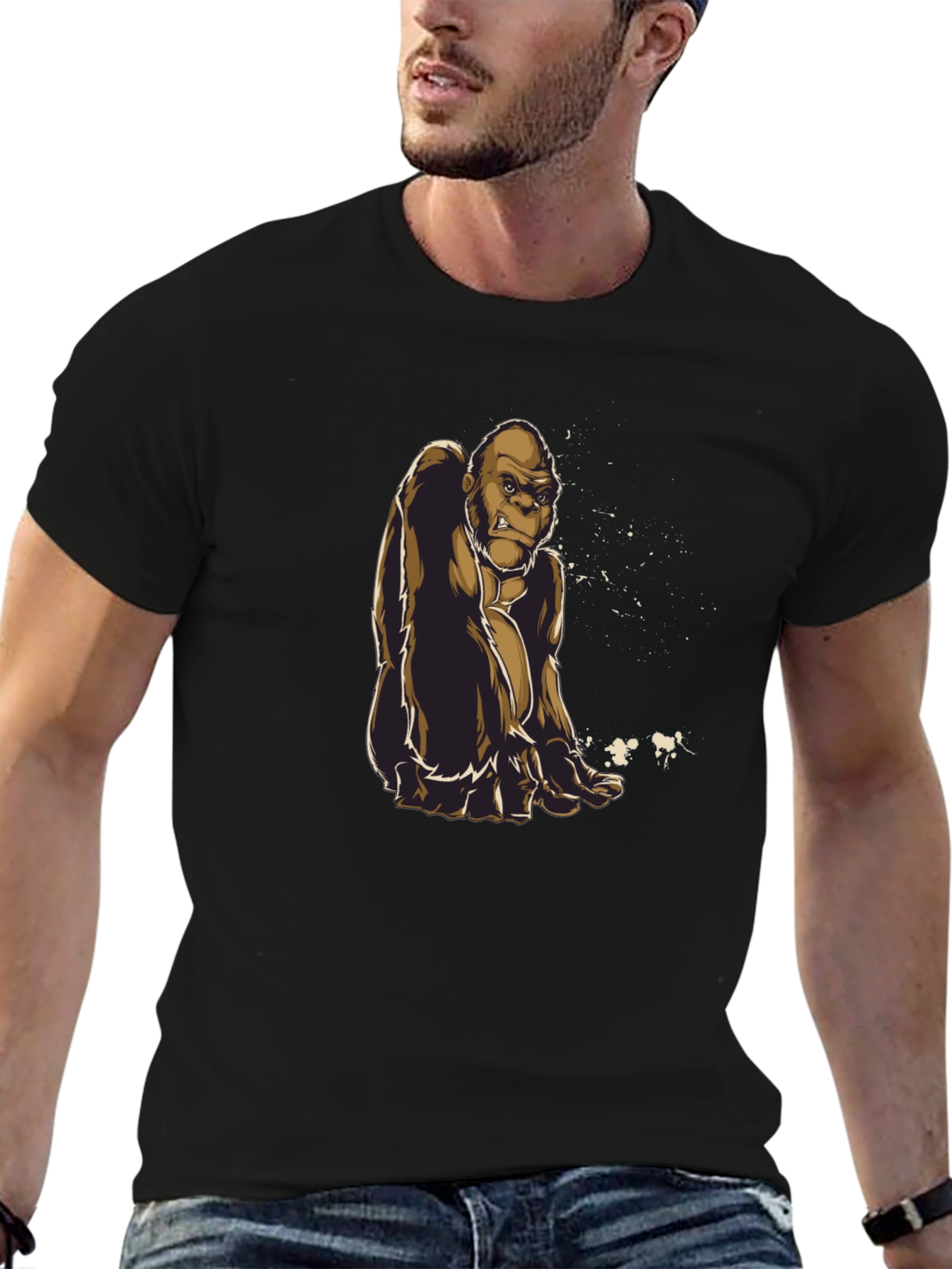 Gorilla Graphic Tee - Premium Black Cotton Shirt