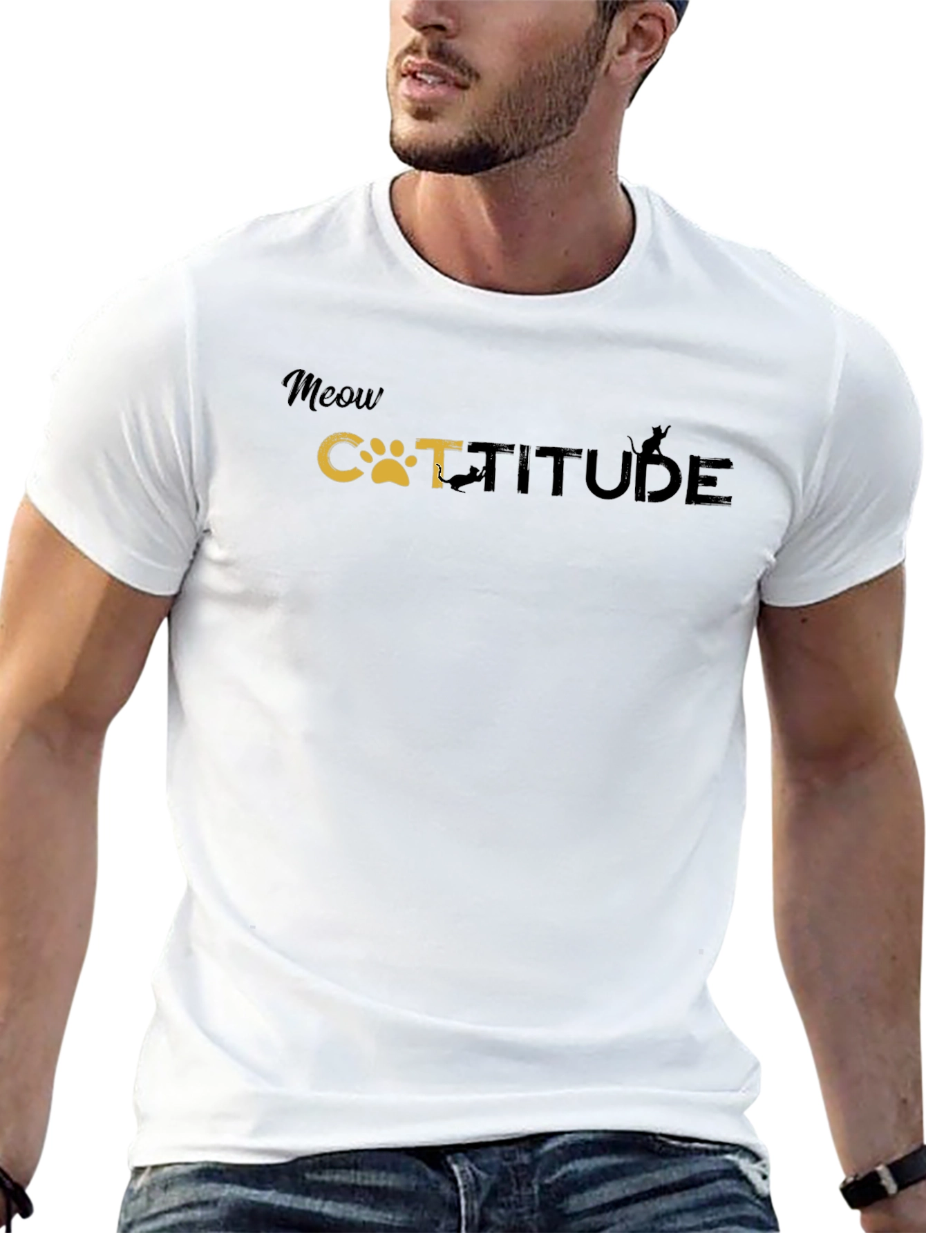 Meow Catitude Graphic Tee - Black