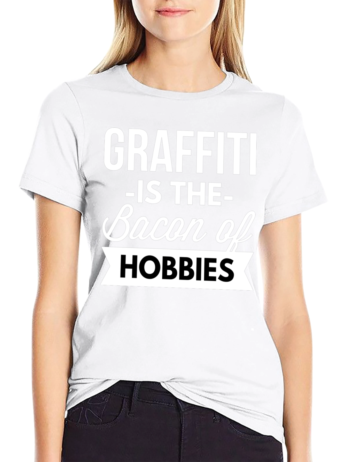 Graffiti Bacon Hobbies Black T-Shirt