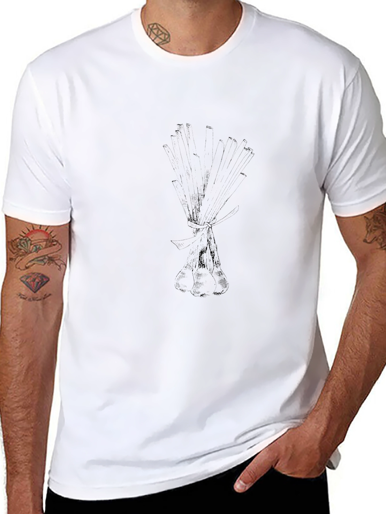 Mens Graphic Tee - Black Bouquet Print Casual Shirt