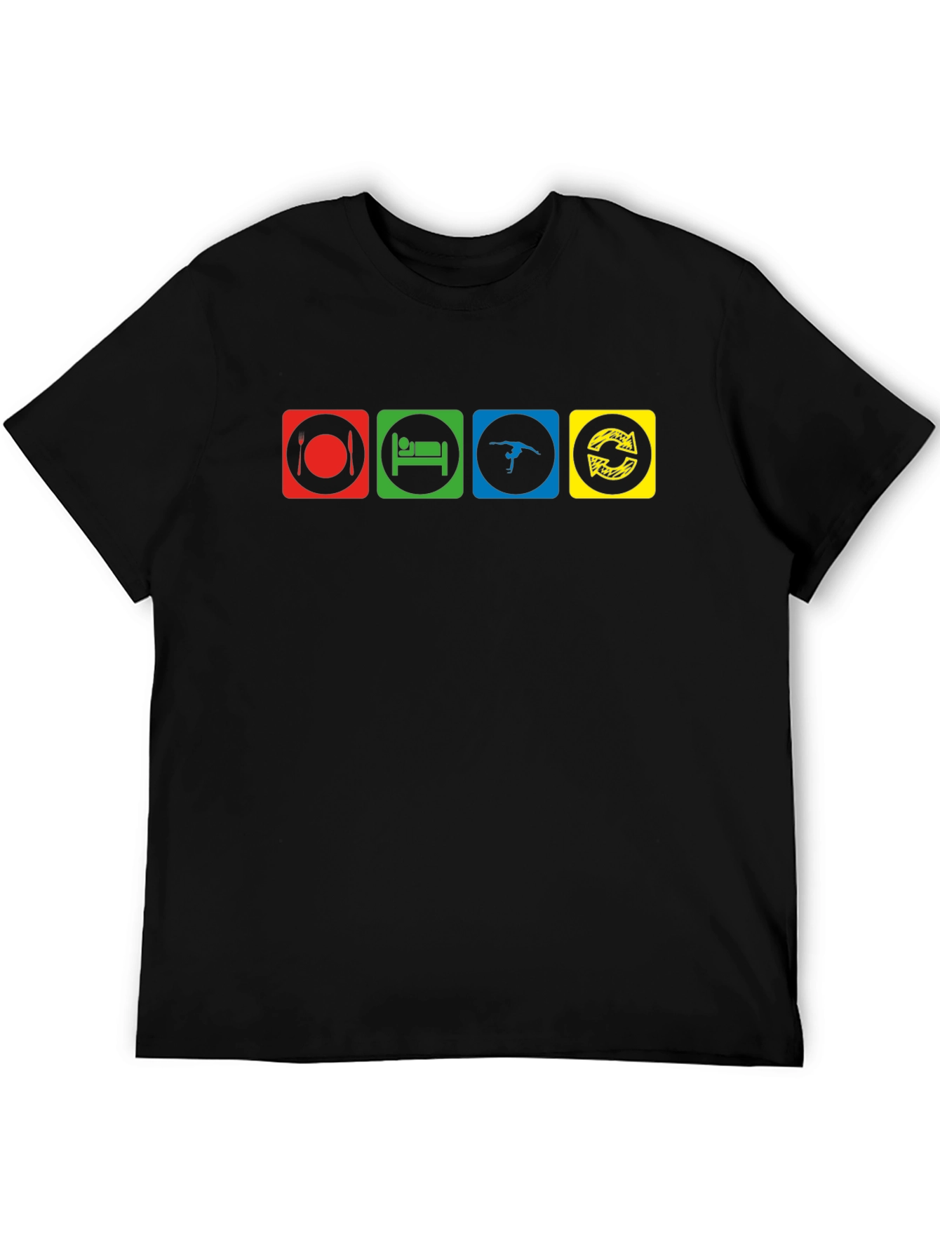 Eat Sleep Gymnastics Repeat Black T-Shirt