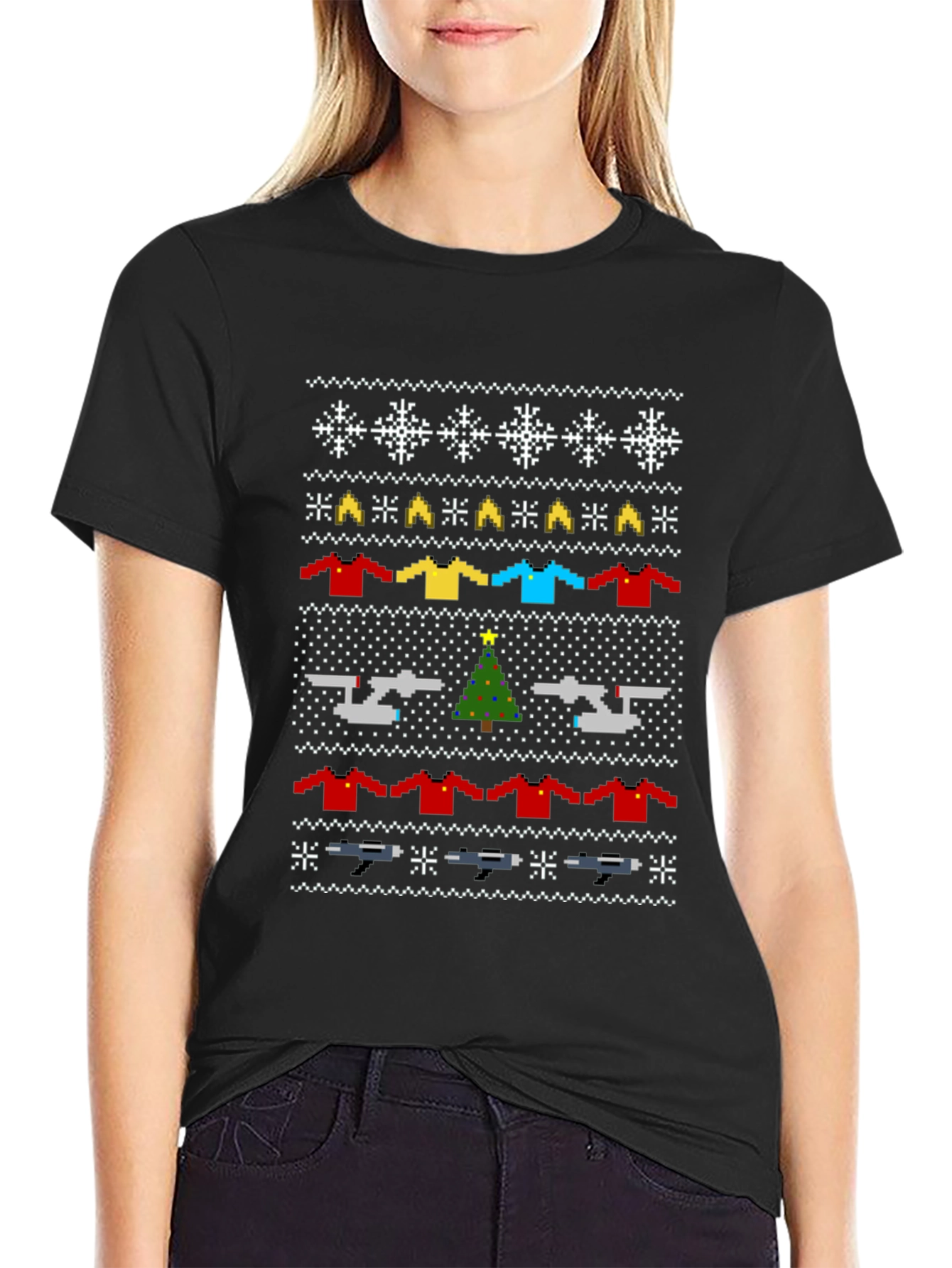 Star Trek Christmas Sweater Pattern T-Shirt