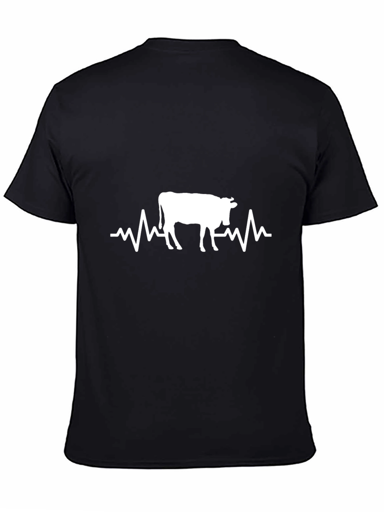 Cow Heartbeat T-Shirt - Black Cotton Tee