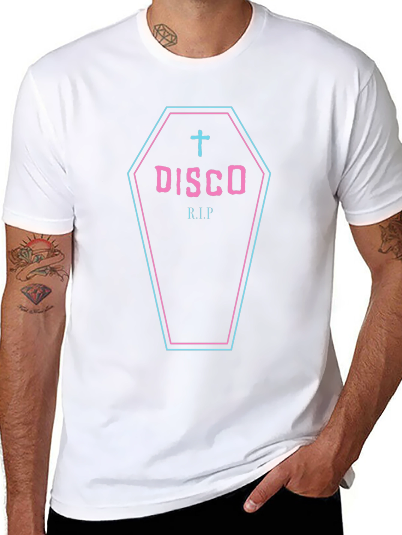 Disco RIP Coffin Graphic Black T-Shirt