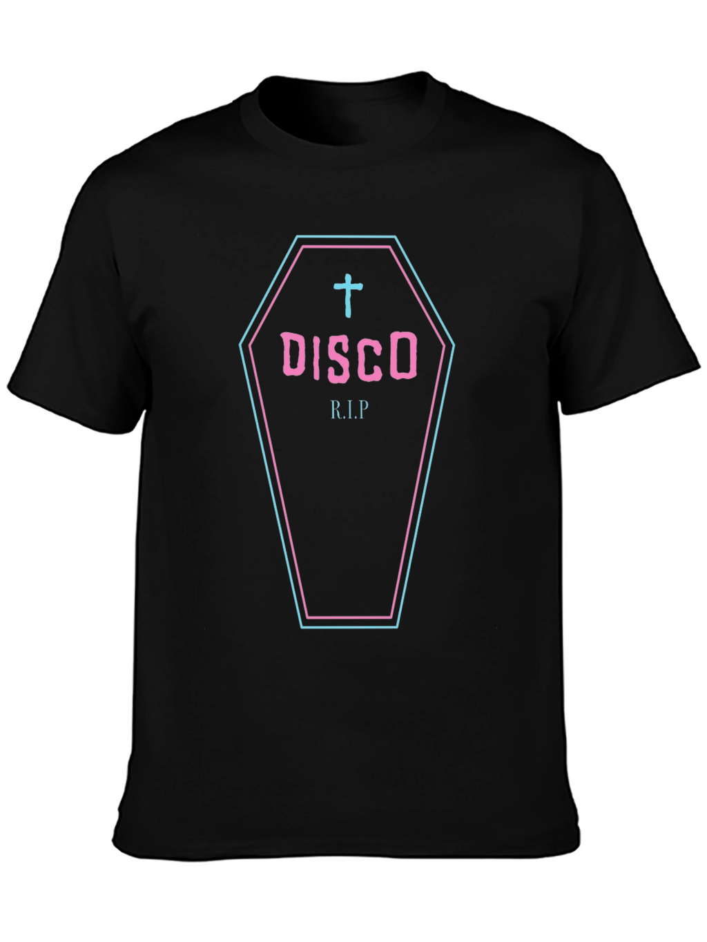 Disco RIP Coffin Graphic Black T-Shirt